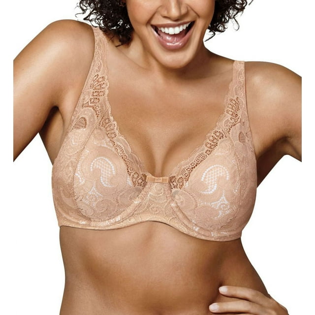 Women's Playtex US4514 Love My Curves Thin Foam with Lace Underwire Bra (Cafe/Ivory Pearl 42DD)