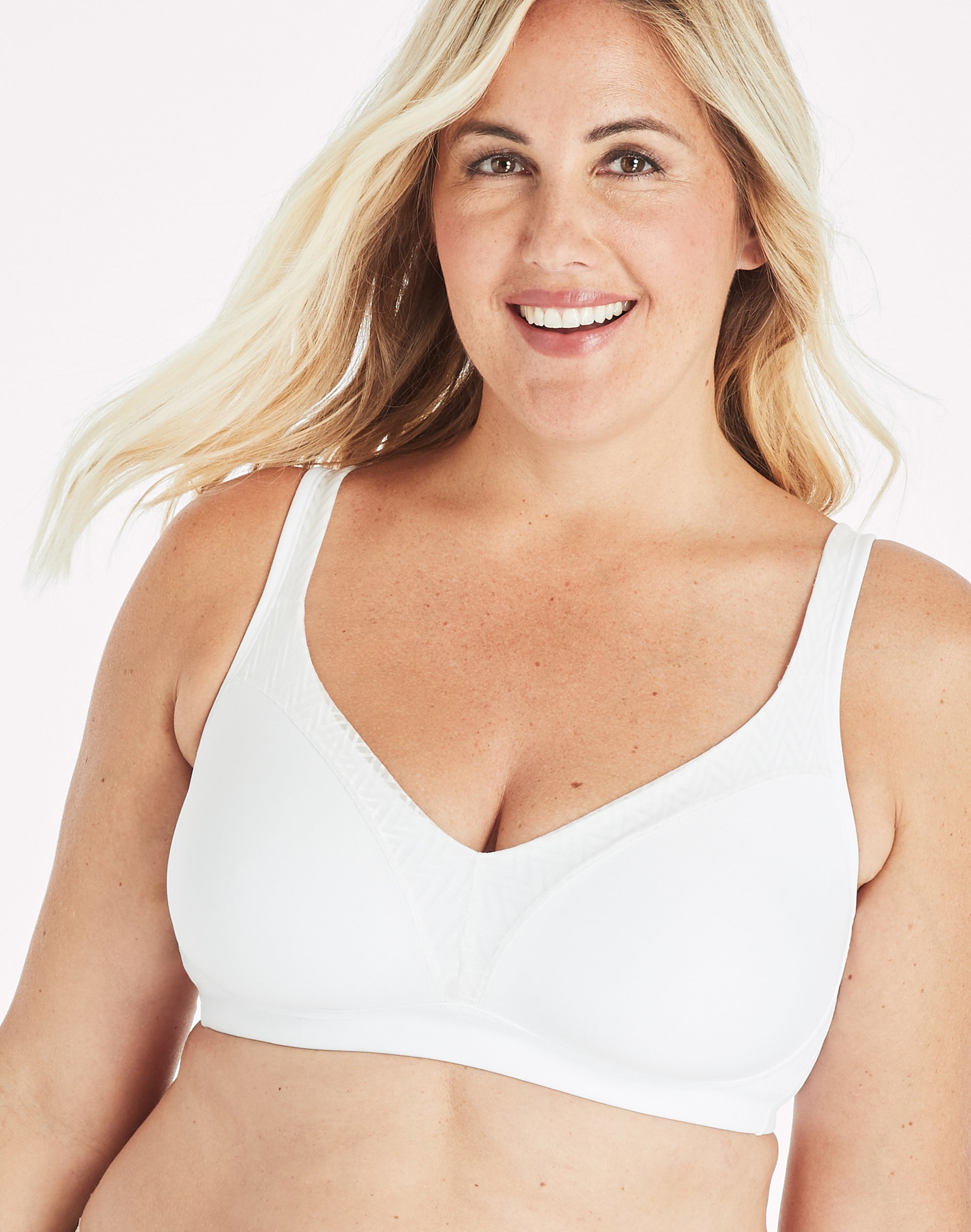 Women's Playtex US4699 18 Hour Bounce Control Wirefree Bra (White 38D)