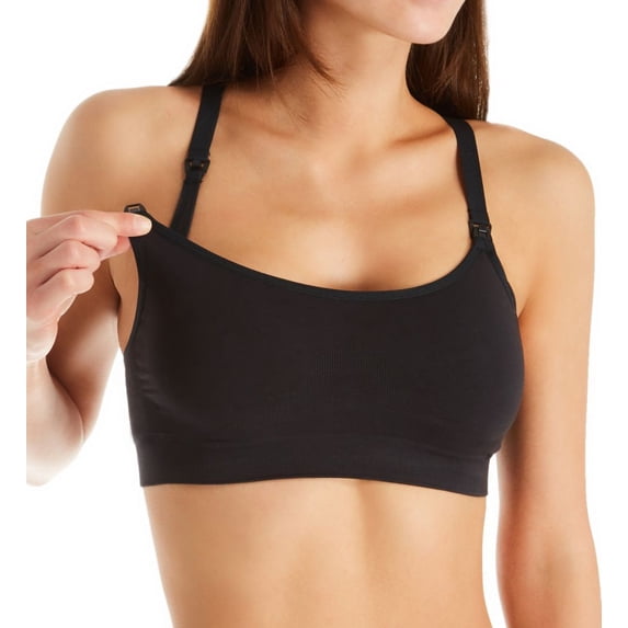 Women's Playtex YYCEUS Nursing Seamless Racerback Wireless Crop Bra (Black S)
