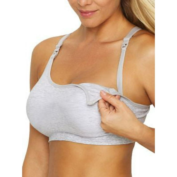 Women's Playtex YYCEUS Nursing Seamless Racerback Wireless Crop Bra (Heather Marle S)