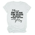 thumbnail image 1 of Women's Please Don't Be Rude Letter Print Round Neck Short Sleeve Casual Comfortable T-Shirt Top for Everyday Wear, 1 of 2