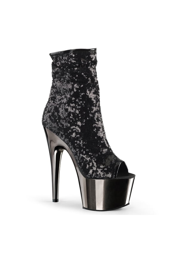 women's ado1008sq/b/pwch ankle bootie, black sequins/dark pewter chrome, 11 m us