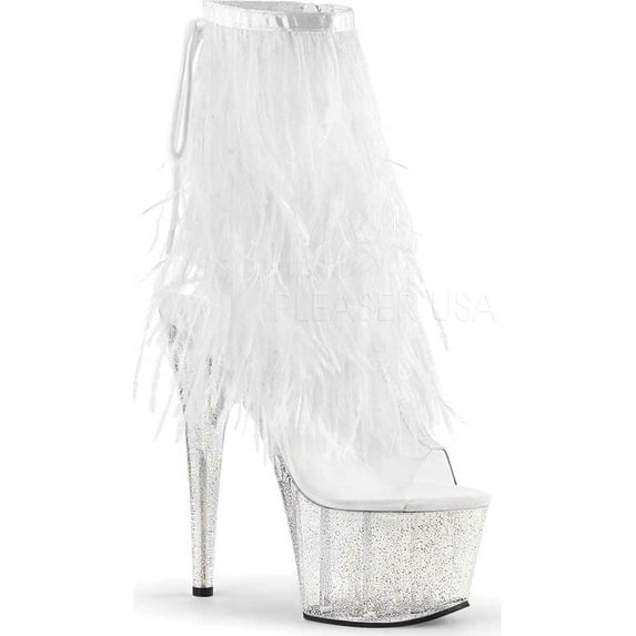 Women's Pleaser Adore 1017MFF Marabou Open-Toe Bootie