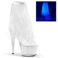 thumbnail image 1 of 7" Heel, 2 3/4" PF Marabou Fur Fringe Ankle Boot, Side Zip - Clr-Wht Marabou/Clr-Gltr, 5, 1 of 2