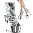 thumbnail image 1 of 7" Heel, 2 3/4" PF Open Toe/Heel Ankle Boot, Side Zip - Slv Mirrors/Slv Chrome, 8, 1 of 4