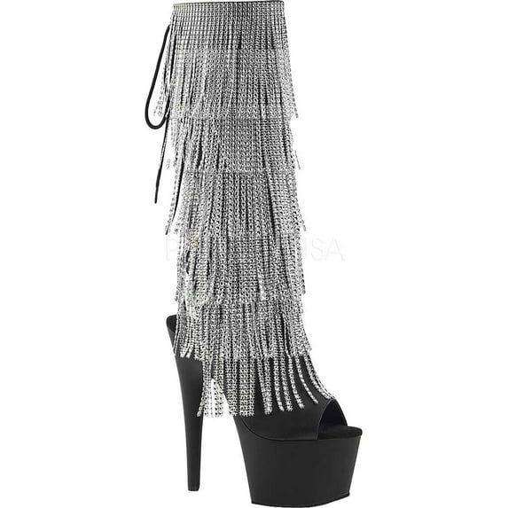 Women's Pleaser Adore 2024RSF Open-Toe Fringe Knee-High Boot