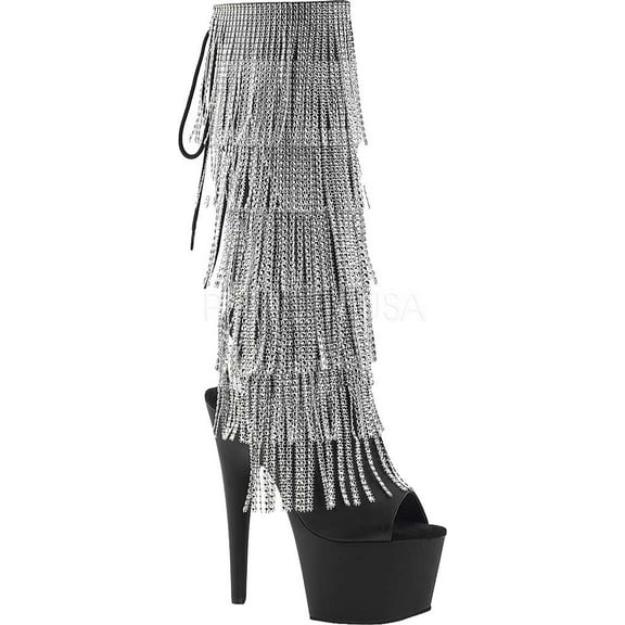 Women's Pleaser Adore 2024RSF Open-Toe Fringe Knee-High Boot