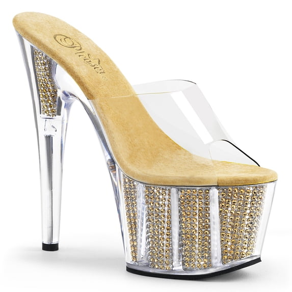 7" Heel, 2 3/4" PF Slide W/Simulated RS Filled BTM - Clr/Gold SRS, 8