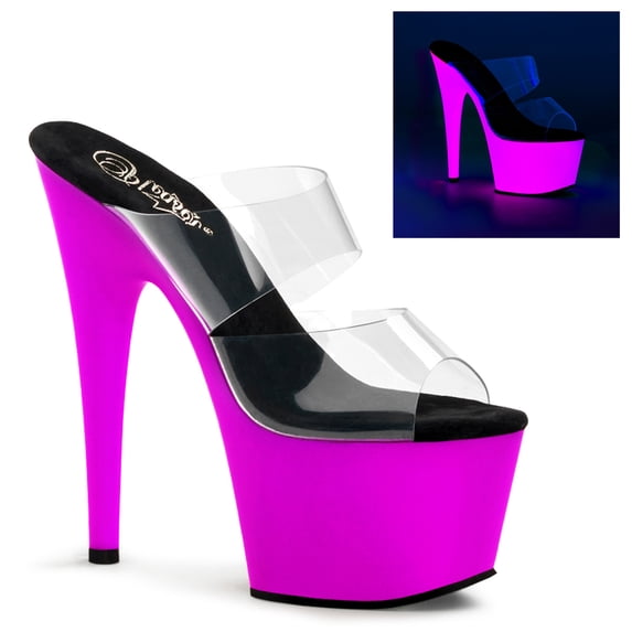 *7" Heel, 2 3/4" PF Two Band Slide - Clr/Neon Purple, 9