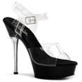 thumbnail image 1 of 5 1/2" Stiletto Heel P/F Sandal - Clr/Blk, 10, 1 of 4