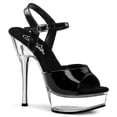 thumbnail image 1 of 5 1/2" Stiletto Heel P/F Sandal - Blk Pat/Clr, 7, 1 of 4