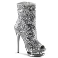 thumbnail image 1 of 6" Sequined Open Toe Ankle Boot - Slv Sequins/Slv Chrome, 11, 1 of 2