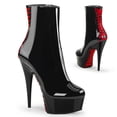 thumbnail image 1 of 6" Heel, 1 3/4" PF Corset Style Ankle Boot, Side Zip - Blk Pat-Red/Blk, 12, 1 of 3
