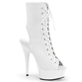 thumbnail image 1 of 6" Heel, 1 3/4" PF Open Toe/Back Lace-Up Bootie, Side Zip - Wht Faux Leather/Wht, 7, 1 of 2