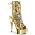 thumbnail image 1 of *6" Heel, 1 3/4" PF Open Toe/Heel Ankle Boot, Side Zip - Gold Hologram Ostrich Pu/Gold Chrome, 10, 1 of 2
