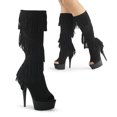 thumbnail image 1 of *6" Heel, 1 3/4" PF Peep Toe Knee High Boot, Back Zip - Blk Suede/Blk Matte, 6, 1 of 4