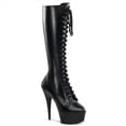 thumbnail image 1 of 6" Lace-Up Stretch PF Knee BT, Side Zip - Blk Str Faux Leather/Blk Matte, 8, 1 of 2