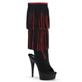 thumbnail image 1 of *6" Heel, 1 3/4" PF Open Toe/Heel Knee High Boot, Side Zip - Blk-Red Suede/Blk Matte, 8, 1 of 2