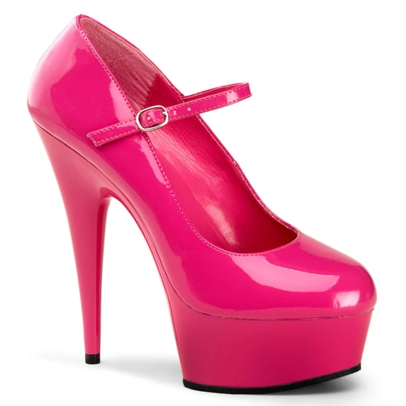 6" Stiletto Heel, 1 3/4" PF Maryjane Pump - H. Pink/ H. Pink, 9