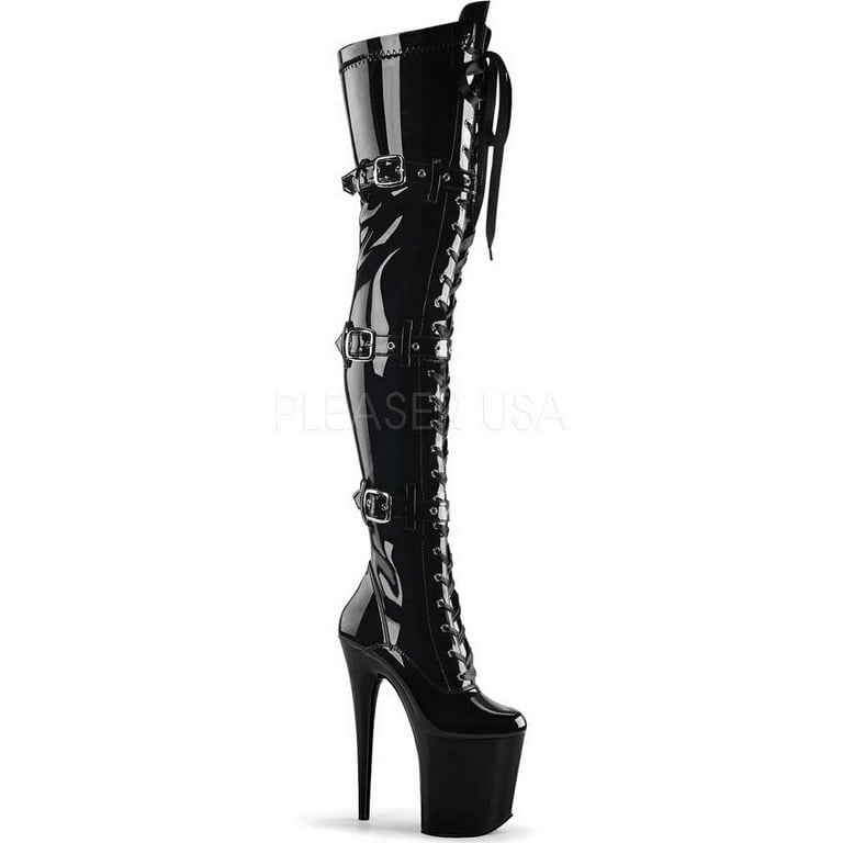 Pleaser FLAMINGO 3028 8 Platform Thigh Boot Wi Black Patent 6