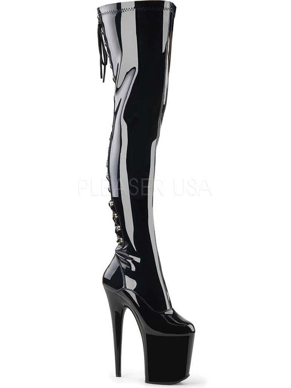 Women's Pleaser Flamingo-3063 Thigh High Back Lace Boot