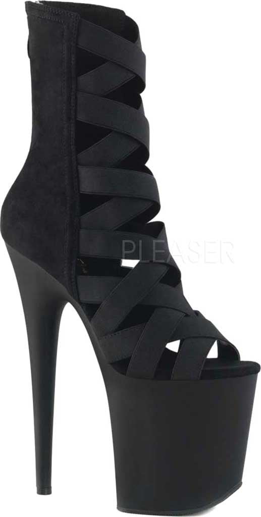 Women's Black Elastic Band Microfiber Platform Sandal