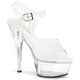 thumbnail image 1 of 6" Heel, 1 3/4" PF All Vegan Ankle Strap Sandal - Clr/Clr, 13, 1 of 2