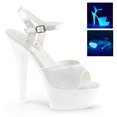 thumbnail image 1 of 6" Heel, 1 3/4" PF Ankle Strap Sandal, Neon UV Reactive - Wht Satin/Neon Wht, 8, 1 of 4