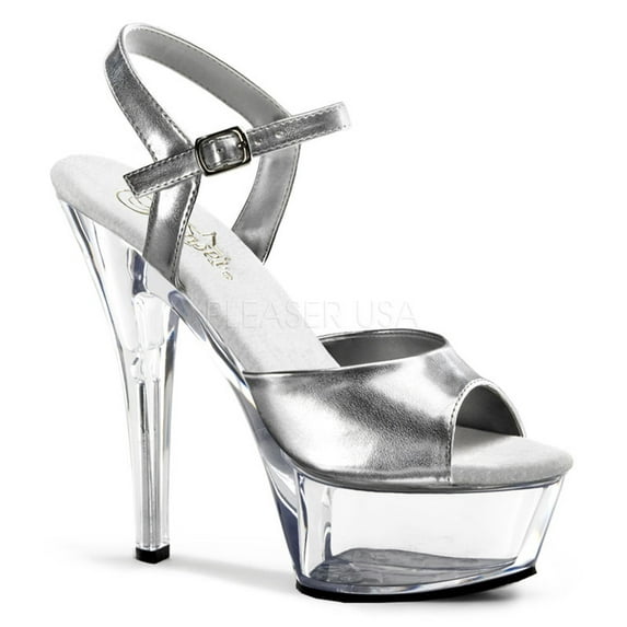 6" Spike Heel P/F Sandal - Slv/Clr, 8