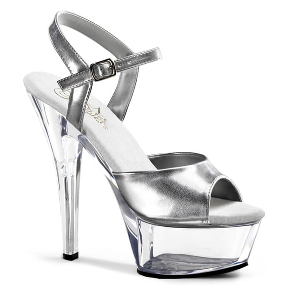 6" Spike Heel P/F Sandal - Slv/Clr, 14