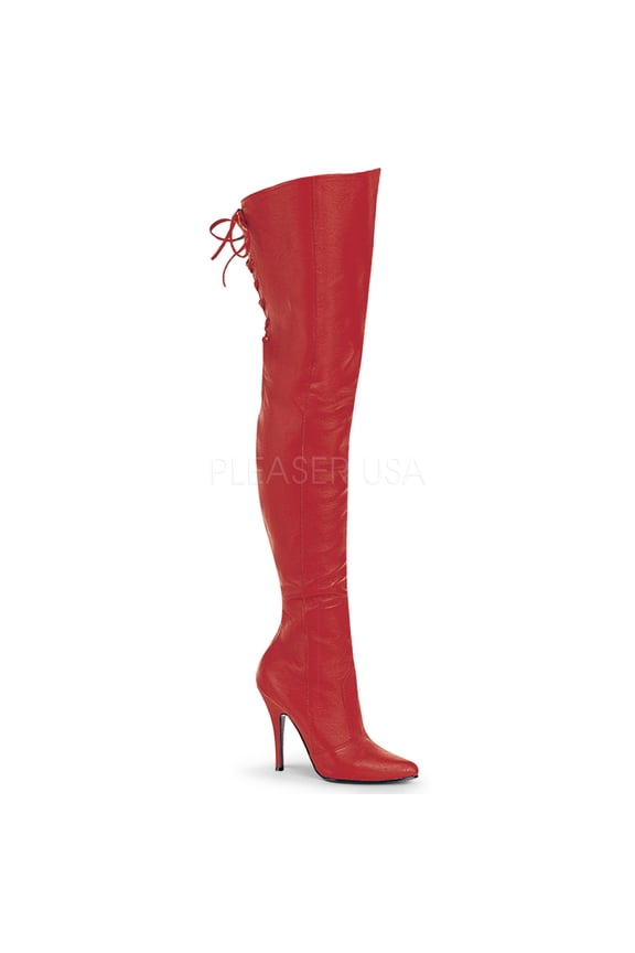 5" Thigh BT W/ Lacing Detail At The Rear - Red Leather (P), 9