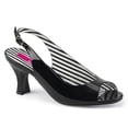 thumbnail image 1 of 3" Kitten Heel Slingback Open Toe Pump - Blk Pat, 10, 1 of 2