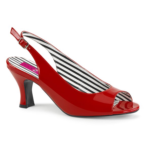 3" Kitten Heel Slingback Open Toe Pump - Red Pat, 9