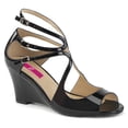 thumbnail image 1 of 3" Strappy Wedge Sandal W/ Cutout Detail - Blk Pat, 11, 1 of 2