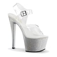 thumbnail image 1 of pleaser women's sky308mg/c/s platform dress sandal, clear/silver glitter, 6 m us, 1 of 1