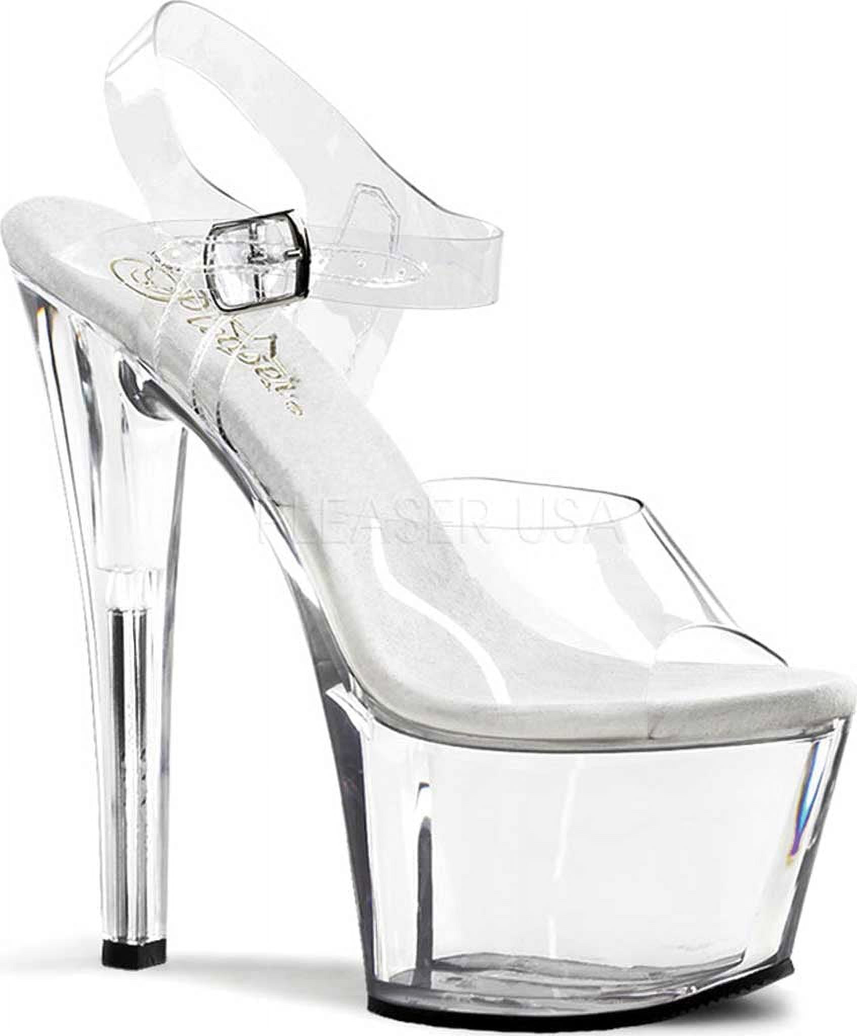 Women's Clear Vinyl Ankle Strap Platform Stiletto High Heel