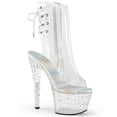 thumbnail image 1 of 7" Heel, 2 3/4" PF Open Toe/Heel Ankle Boot, Side Zip - Clr/Clr-Slv Multi RS, 8, 1 of 2