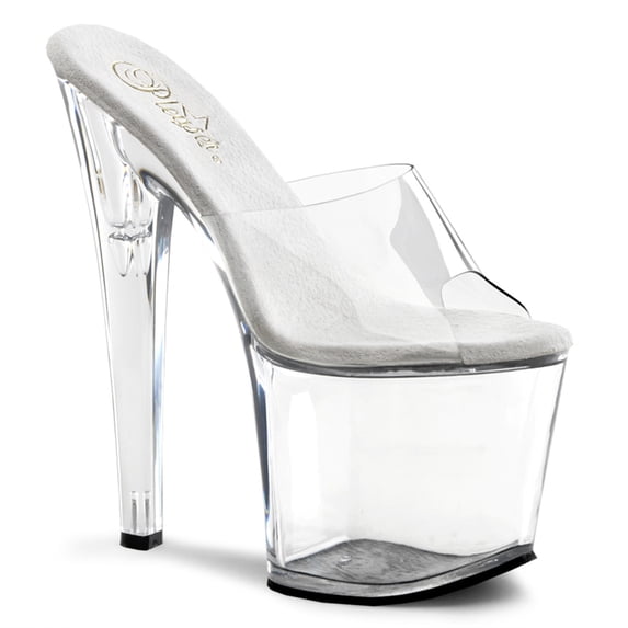 7 1/2" Stiletto Heel Platform Slide - Clr/Clr, 12