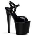 thumbnail image 1 of 7 1/2" Stiletto Heel Ankle Strap PF Sandall - Blk Pat/Blk, 6, 1 of 2