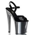 thumbnail image 1 of 8" Heel, 4" Slv Chrome PF Ankle Strap Sandal - Blk/Slv Chrome, 11, 1 of 2
