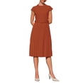 thumbnail image 1 of Women's Pleated Dress Mock Neck Cap Sleeve Belted A-Line Dresses S Caramel, 1 of 5