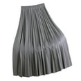 thumbnail image 1 of Women's Pleated Extended Autumn/winter Elastic High Waist A Line Pleated PU Leather Skirt, 1 of 2