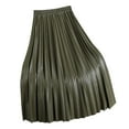 thumbnail image 1 of Women's Pleated Extended Autumn/winter Elastic High Waist A Line Pleated PU Leather Skirt, 1 of 2