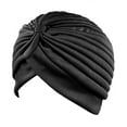 thumbnail image 1 of Women's Pleated Headwrap Cap, Soft Stretchable Head Cover for Sleeping and Spa, Comfortable Turban Style Headband for Daily Use, Travel, and Outdoor Activities, Assorted Colors Head Accessory - Black, 1 of 6