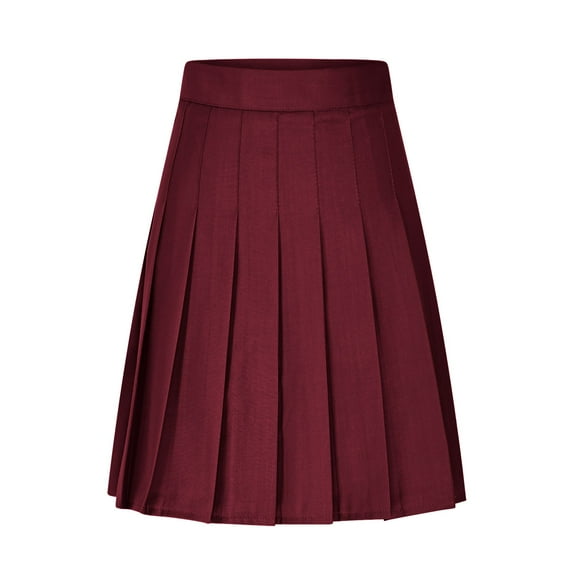 Women's Pleated Long Skirts Vintage Solid Color Knee-Length Skirts High Waist Casual Mid Length A-Line Skirts