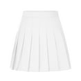 thumbnail image 1 of Women's Pleated Long Skirts Vintage Solid Color Knee-Length Skirts High Waist Casual Mid Length A-Line Skirts, 1 of 9