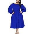 thumbnail image 1 of Women's Pleated Loose Swing Casual Dress Knee Length Flowy Work Wrap Dress, 1 of 8