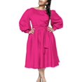 thumbnail image 1 of Women's Pleated Loose Swing Casual Dress Knee Length Flowy Work Wrap Dress, 1 of 8