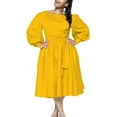thumbnail image 1 of Women's Pleated Loose Swing Casual Dress Knee Length Flowy Work Wrap Dress, 1 of 8