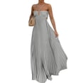 thumbnail image 1 of Women’s Pleated Maxi Dress with Spaghetti Straps and Square Neckline Flowy Long Dress for Casual or Formal Occasions Gray L, 1 of 4